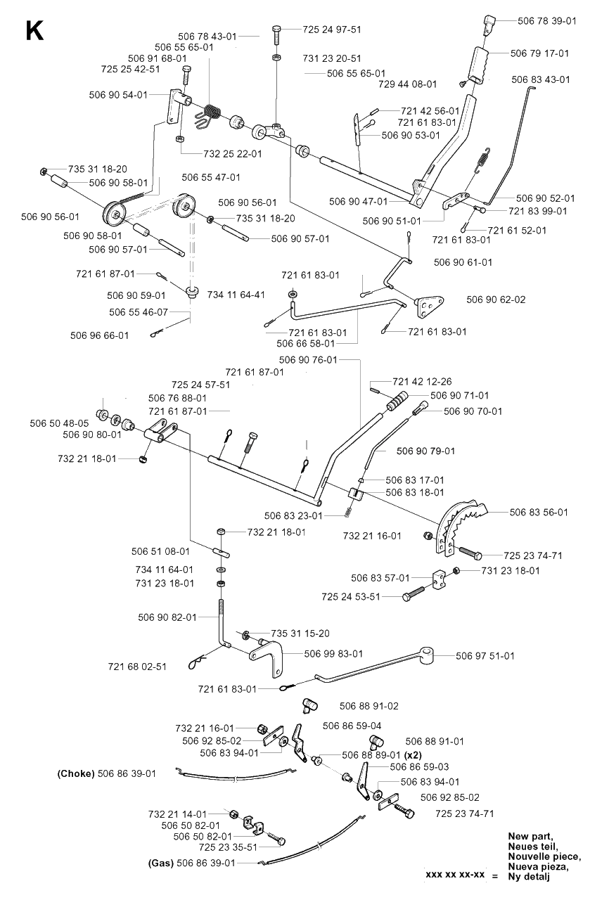 Controls Diagram and Parts List for R15-V2 (953533701)(2004-02) Husqvarna Lawn Tractor