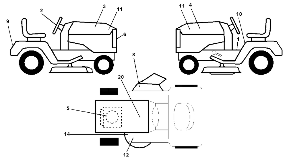 Decals Diagram and Parts List for YTH1848XP (954567260-A)(2001-02) Husqvarna Lawn Tractor