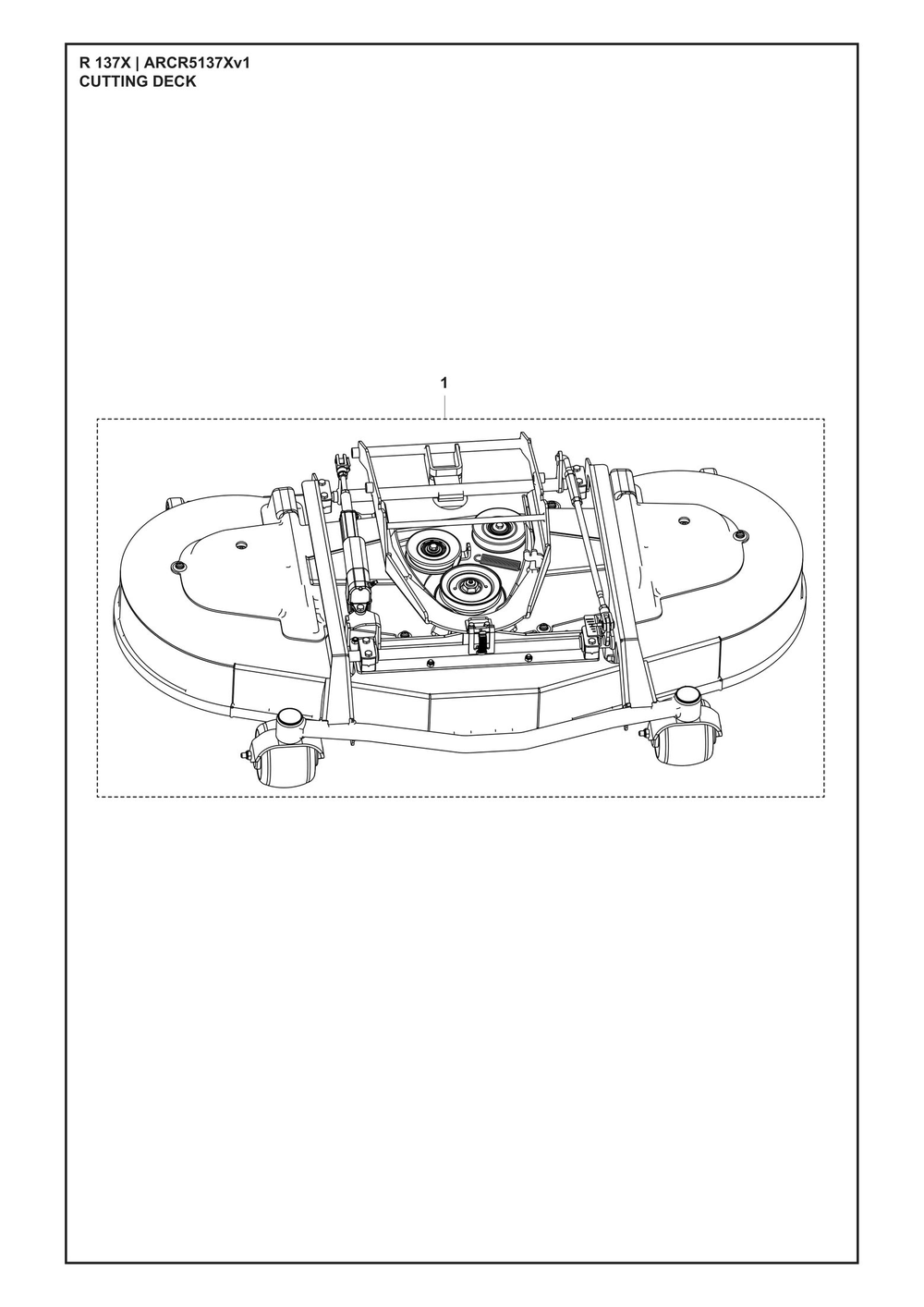 Mower Deck / Cutting Deck Diagram and Parts List for R137X ARCR5137Xv1 Husqvarna Lawn Tractor Accessories