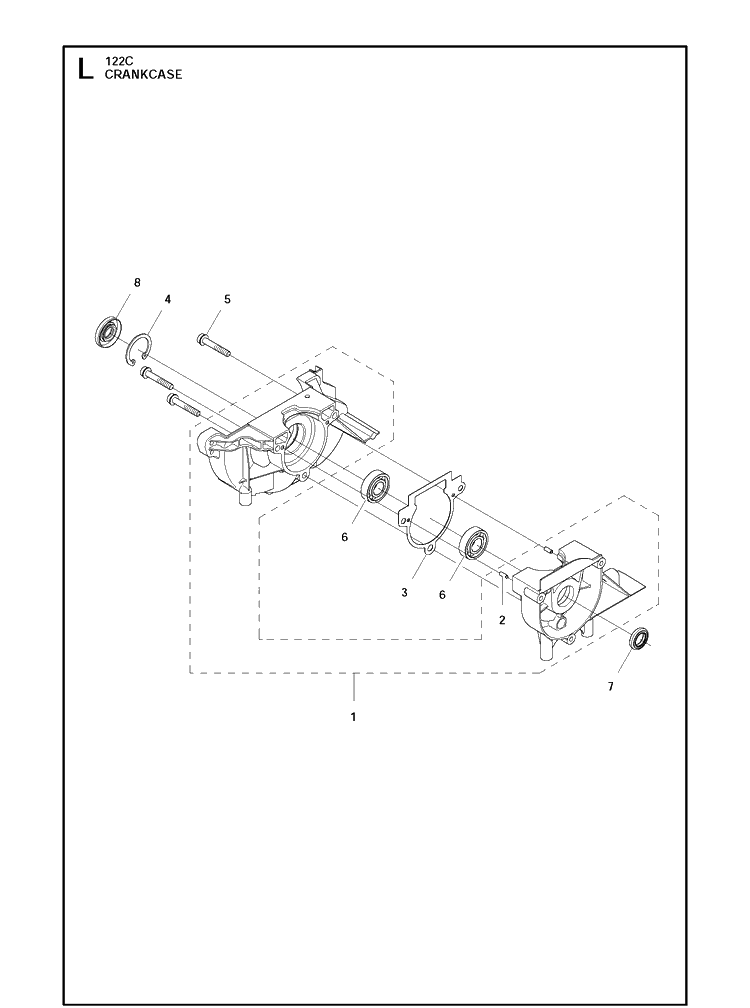 Crankcase Diagram and Parts List for 122C 966712701 Husqvarna Edger