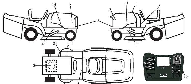 Decals Diagram and Parts List for CTH164T (96051009400)(2013-06) Husqvarna Lawn Tractor