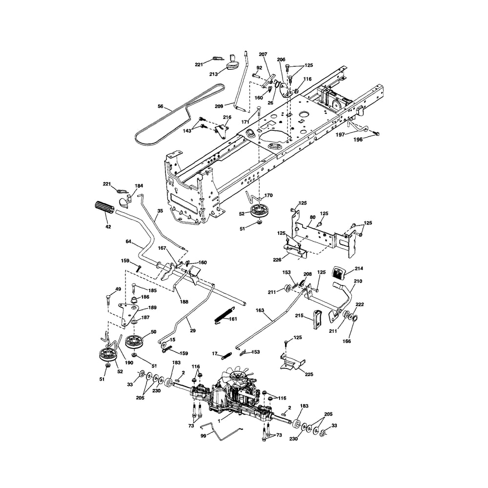 Drive Diagram and Parts List for YTH2348-917289570  Husqvarna Lawn Tractor