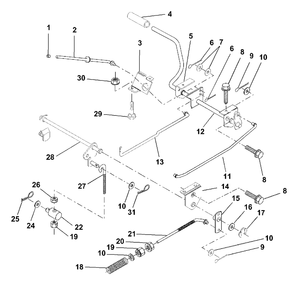 Brake/Rear Mower Lift Assembly Diagram and Parts List for LR111 (954001212-A)(1994-07) Husqvarna Lawn Tractor
