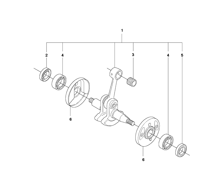 Crankshaft Diagram and Parts List for 345RX 20103600001-20144899999 Husqvarna Brush Cutter
