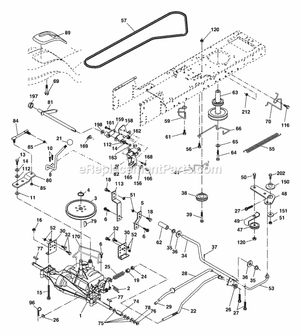 Drive Diagram and Parts List for WET1742STB 2004 Husqvarna Lawn Tractor