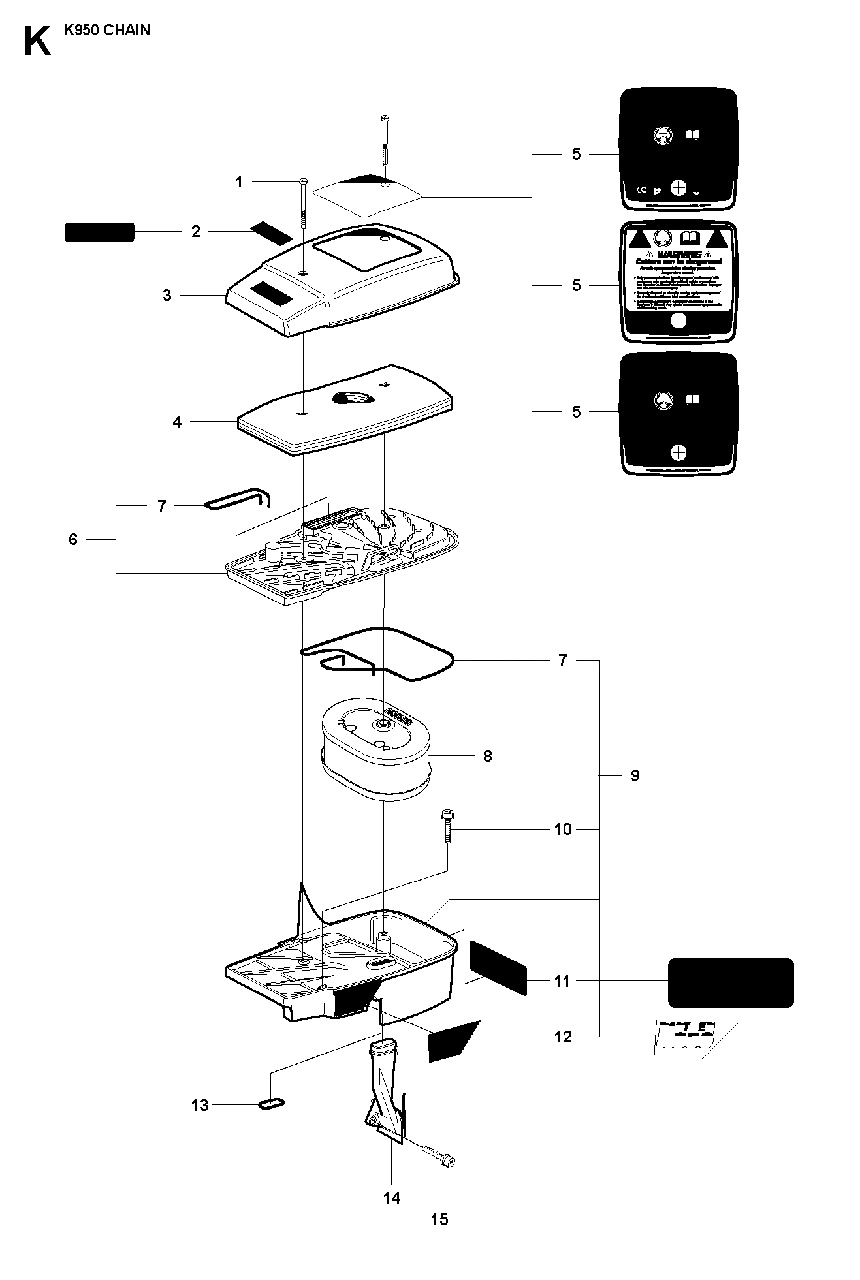 Air Filter Diagram and Parts List for K950CHAIN 2007-01 Husqvarna Circular Saw
