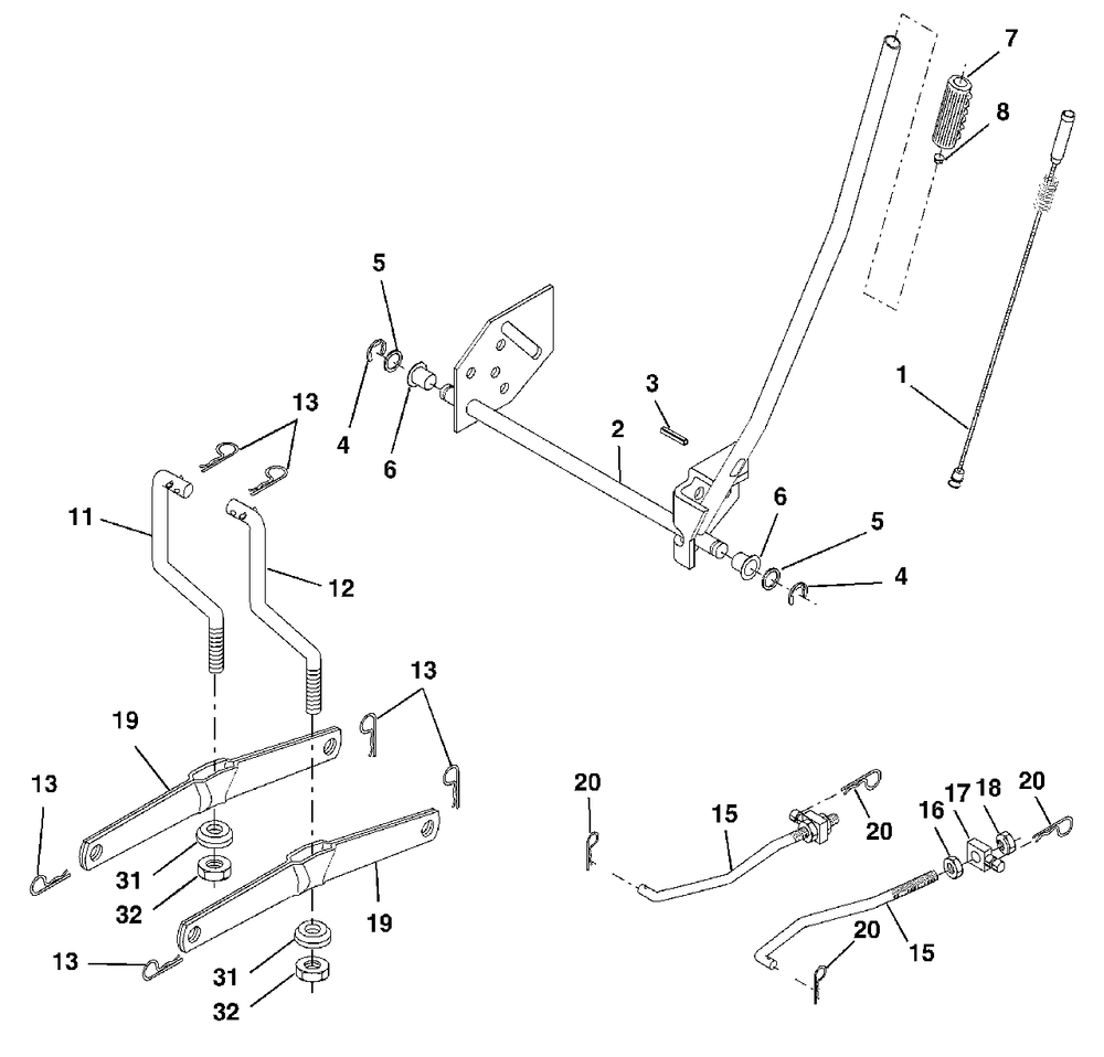 Mower Lift Diagram and Parts List for LT1538 (954569776-D)(2003-01) Husqvarna Lawn Tractor