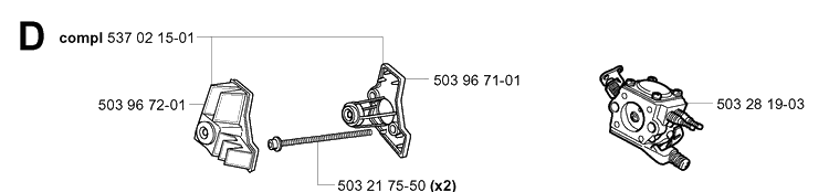 Carburetor Diagram and Parts List for 335XPT 20011800001-Current Husqvarna Chainsaw