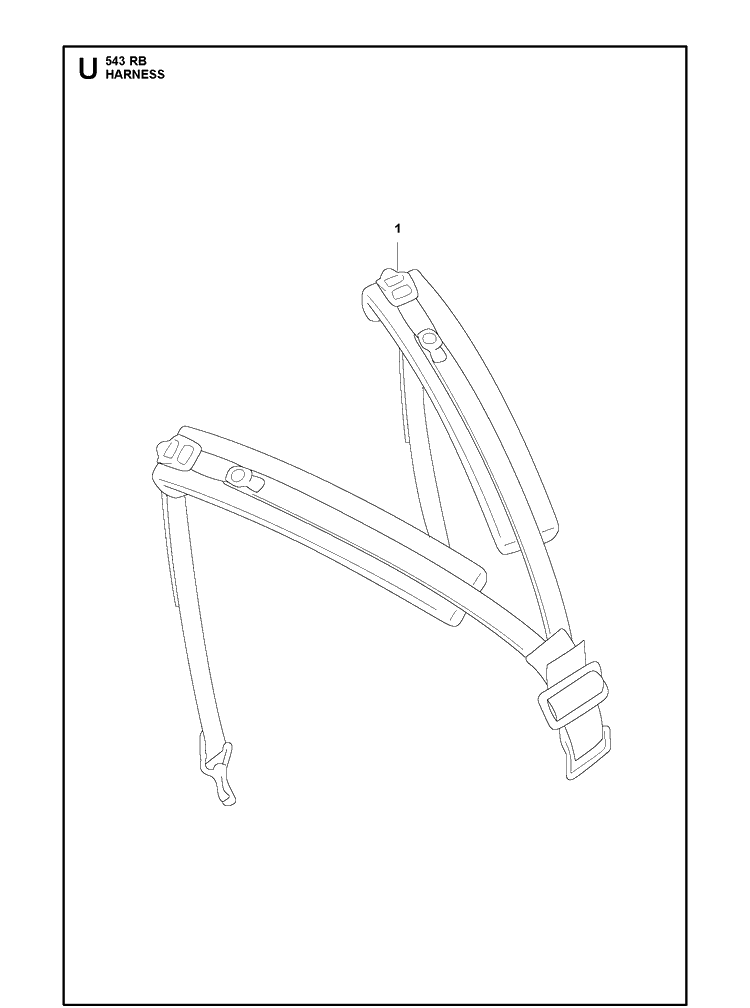 Harness Diagram and Parts List for 543RB  Husqvarna Brush Cutter