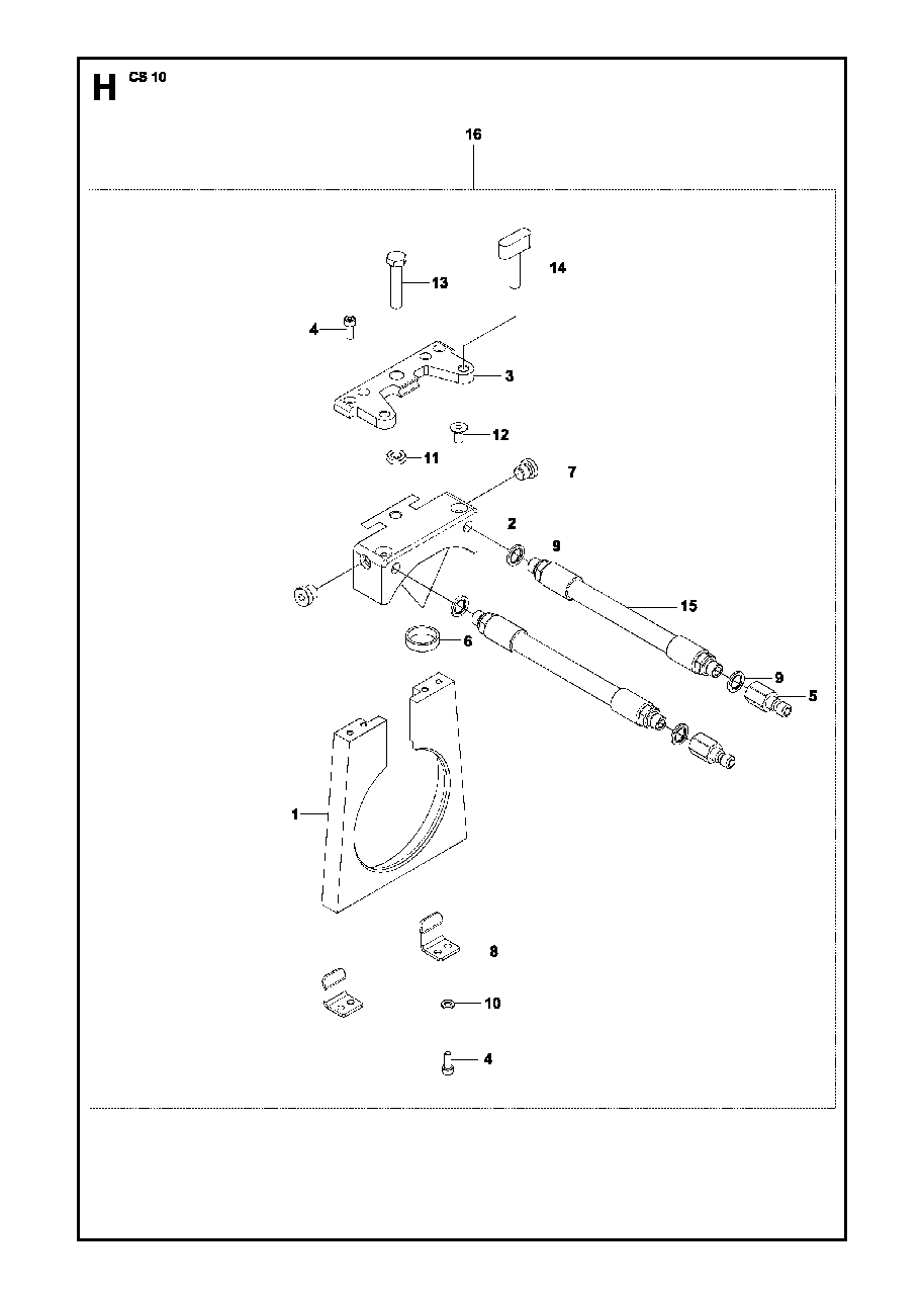 Cover Holder Diagram and Parts List for CS10 2012-11 Husqvarna Circular Saw