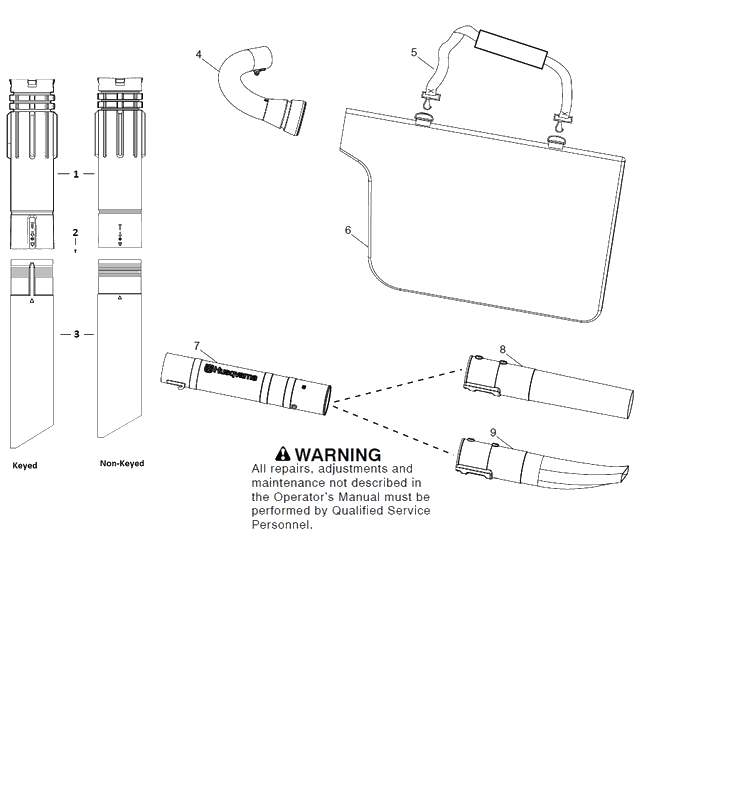 Tube Diagram and Parts List for 125BVX  Husqvarna Leaf Blower / Vacuum