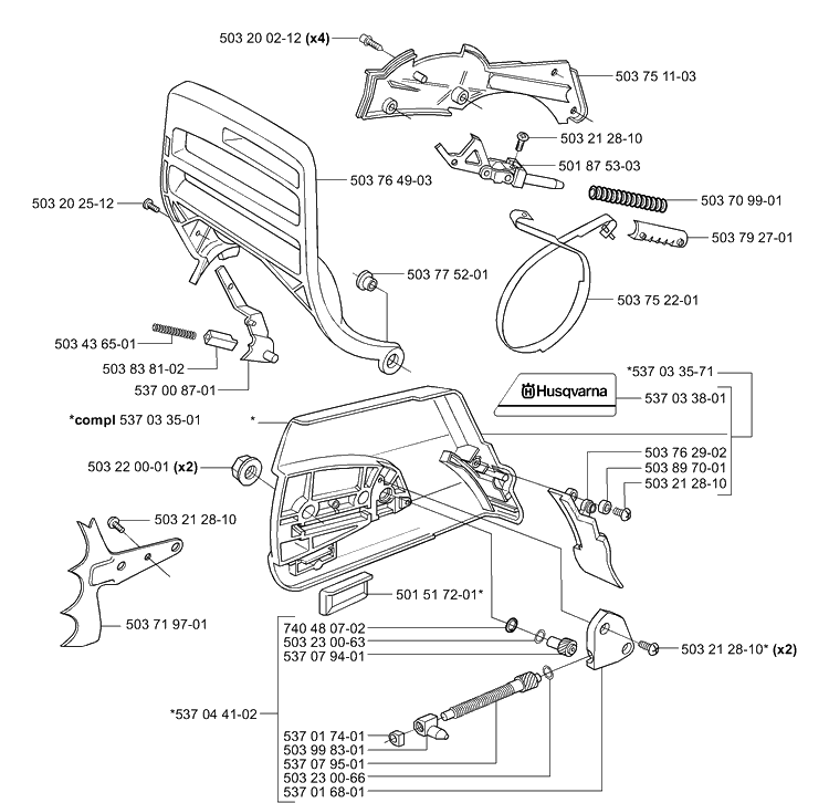 Chain Brake Diagram and Parts List for 365EPA 2002-01 Husqvarna Chainsaw