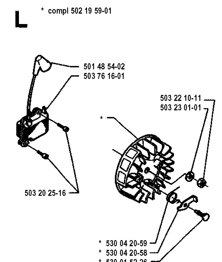 Ignition System Diagram and Parts List for 225LD 19942300001-19951000000 Husqvarna Edger