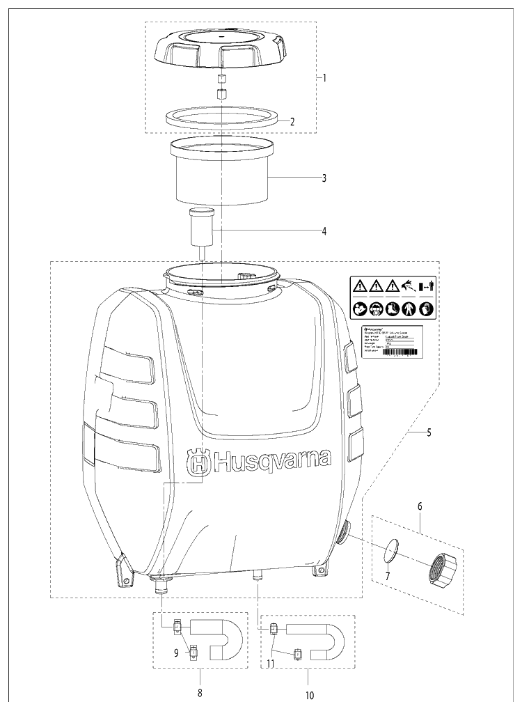 Tank Diagram and Parts List for 321S25  Husqvarna Sprayer