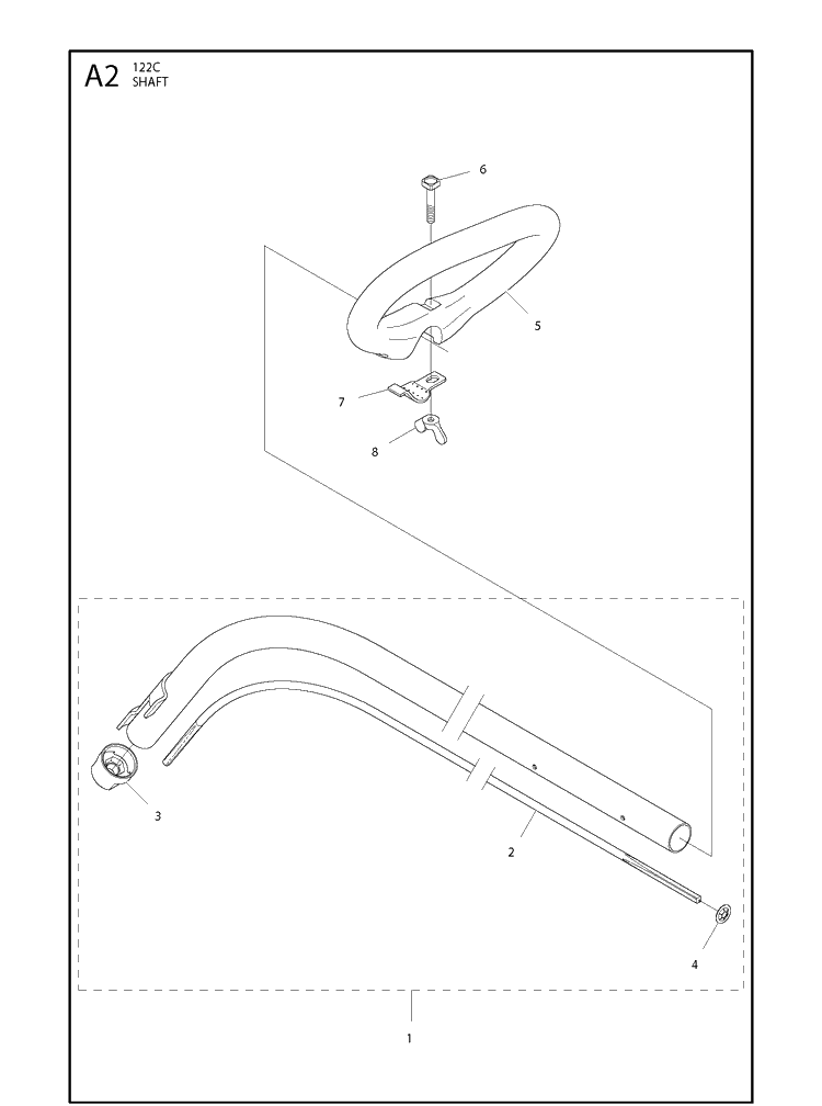 Shaft 2 Diagram and Parts List for 122C 966712701 Husqvarna Edger