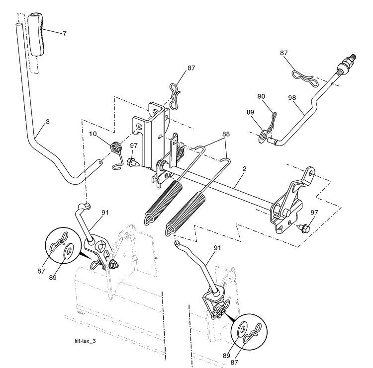 Mower Lift Diagram and Parts List for 2348LS (96043004900)(2008-03) Husqvarna Lawn Mower
