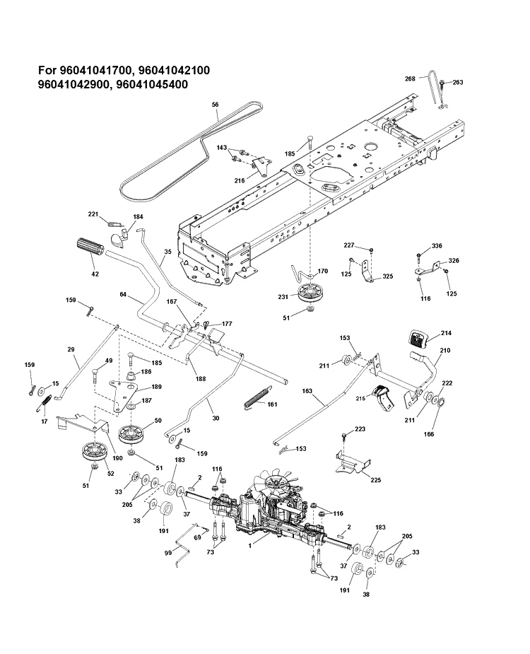 Drive Diagram and Parts List for TS138  Husqvarna Lawn Tractor