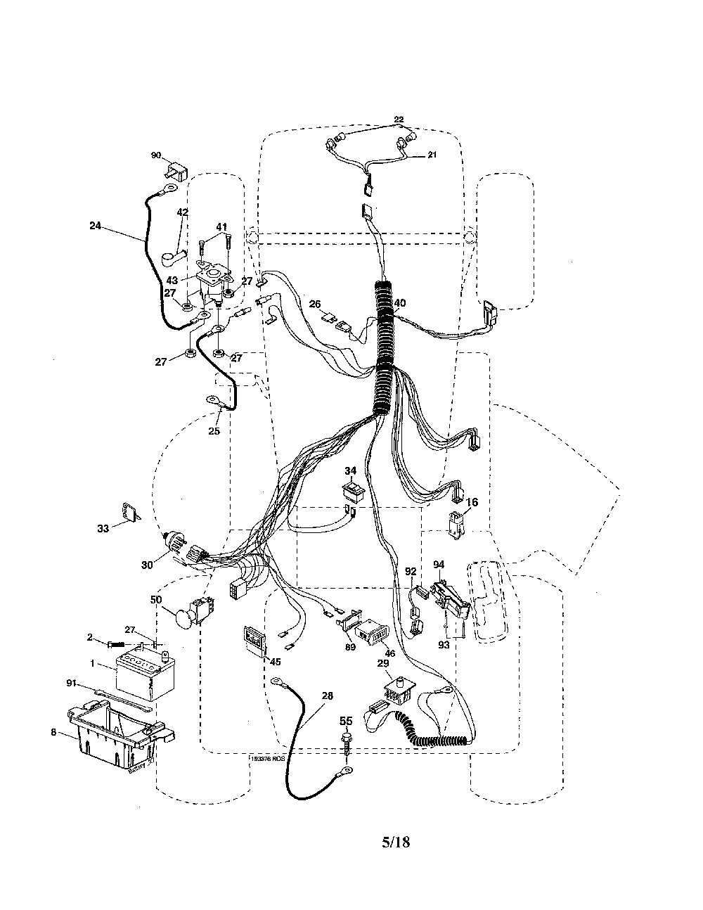 Electrical Diagram and Parts List for YTH1542XP-96013000101  Husqvarna Lawn Tractor