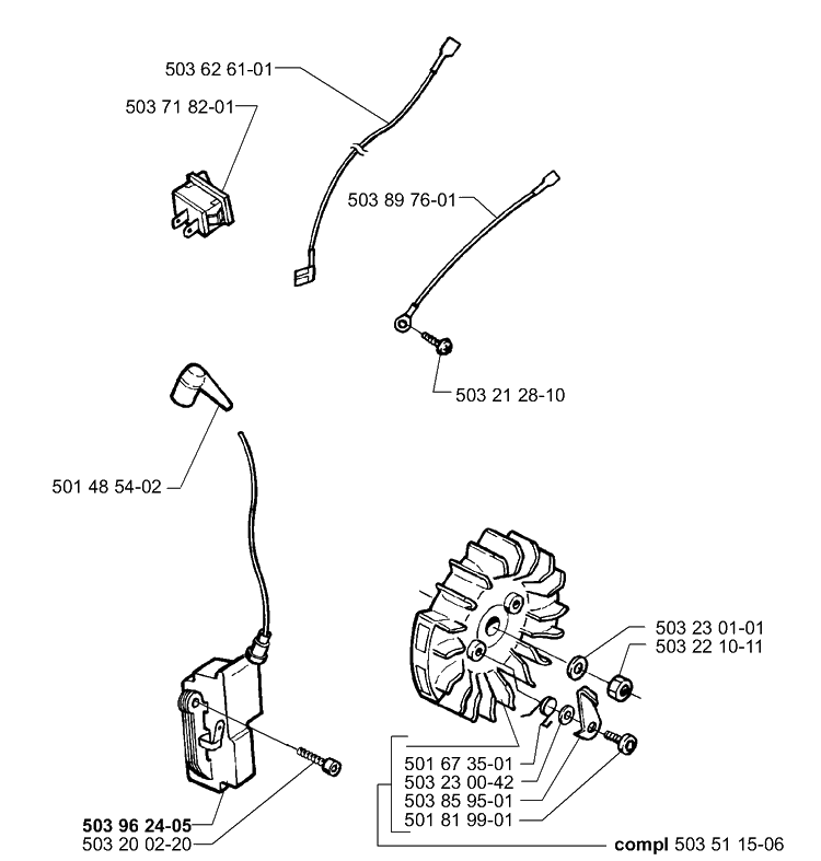 Ignition/Flywheel Diagram and Parts List for 365EPA 1999-11 Husqvarna Chainsaw