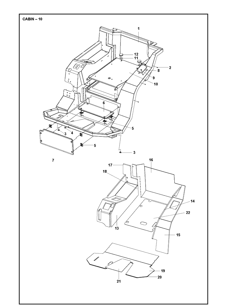 Cabin 6 Diagram and Parts List for P525  Husqvarna Lawn Mower