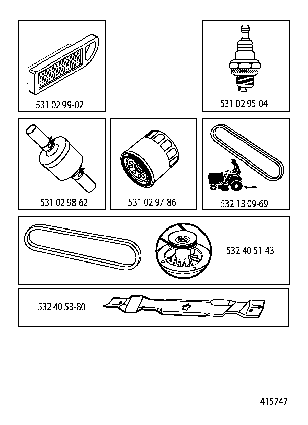 Frequently Used Parts Diagram and Parts List for YTH200TWIN (96041006402)(2010-01) Husqvarna Lawn Tractor