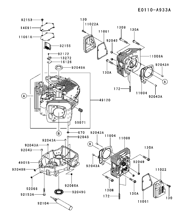 Cylinder And Crankcase Diagram and Parts List for FR651V-AS31 2017-09 Husqvarna Engine