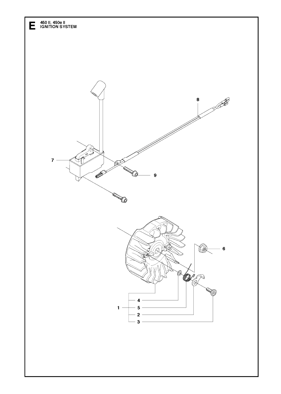 Ignition System Diagram and Parts List for 450RANCHER  Husqvarna Chainsaw