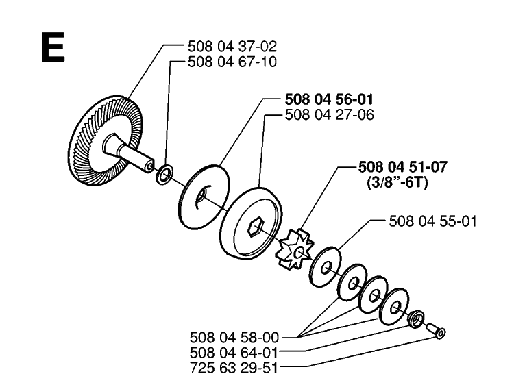 Clutch Diagram and Parts List for 315 20000600001-20030100000 Husqvarna Chainsaw