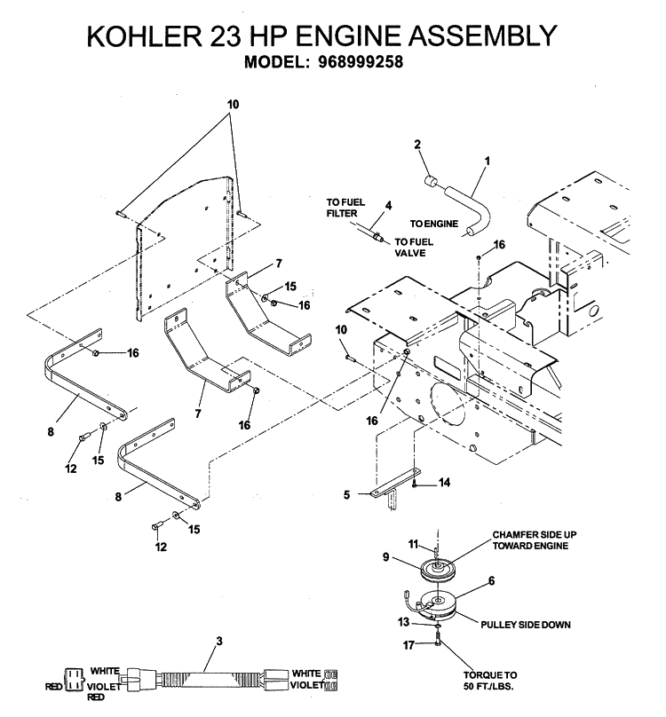 Engine Diagram and Parts List for IZ5223 (968999526)(2006-08) Husqvarna Lawn Mower