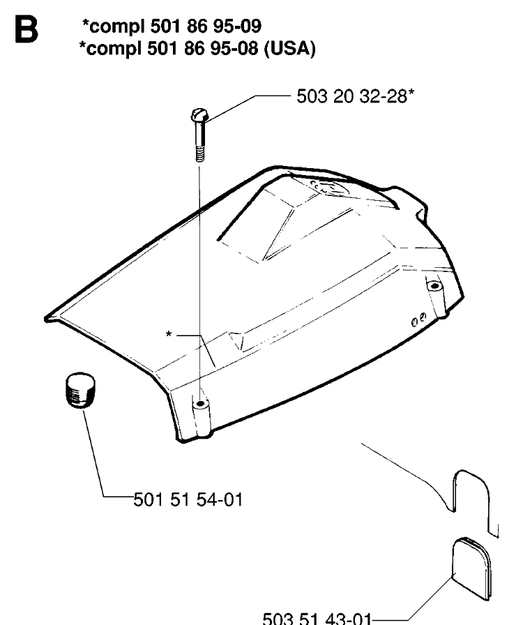 Cover Diagram and Parts List for 254 19960100001-19980900000 Husqvarna Chainsaw