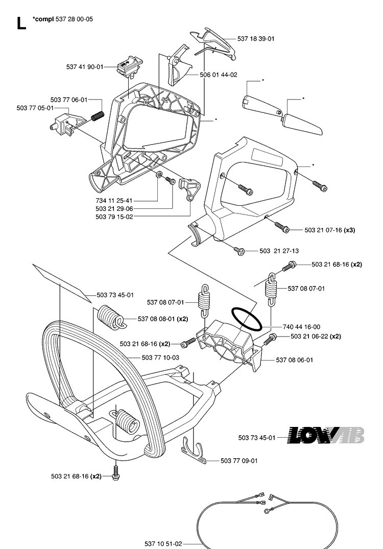 Handle And Controls Diagram and Parts List for 326HD60 (X-SERIES)(20062700001-20082200000) Husqvarna Hedge Trimmer