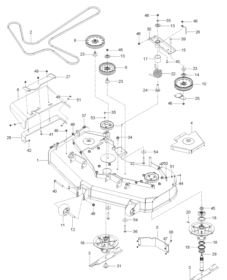 Mower Deck / Cutting Deck Diagram and Parts List for P-ZT54 (96661340301)(2013-06) Husqvarna Lawn Mower