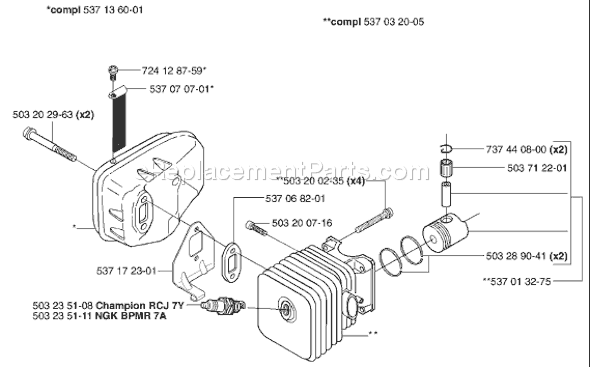 Page L Diagram and Parts List for 323HD60 2002-06 Husqvarna Trimmer