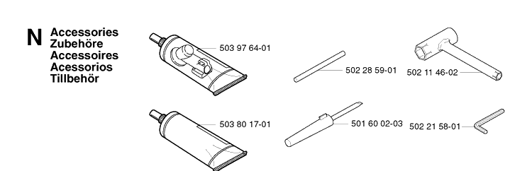 Accessories Diagram and Parts List for 325E 20020900001-Current Husqvarna Edger