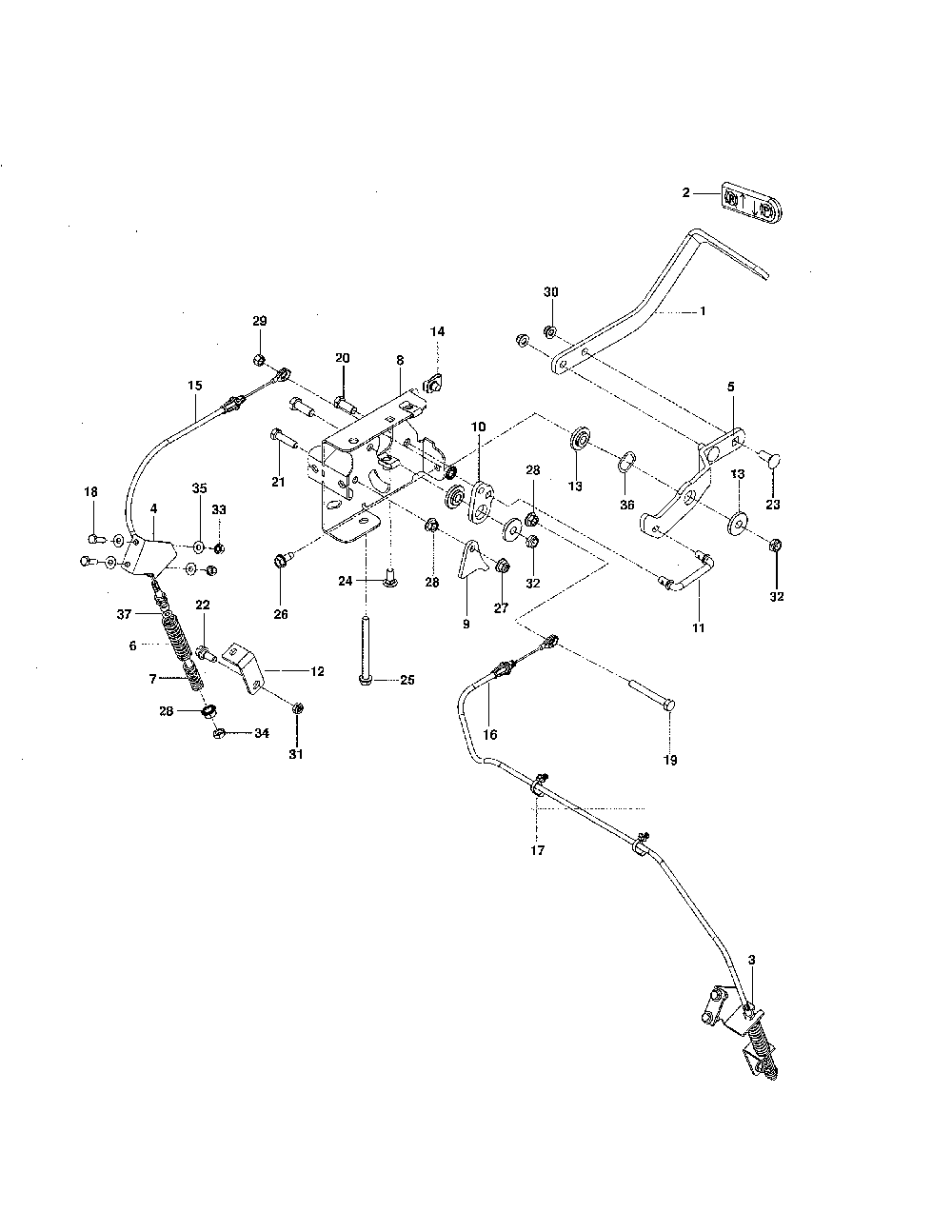 Parking brake Diagram and Parts List for MZ5425S 250212 Husqvarna Lawn Mower