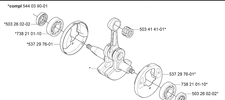 Crankshaft And Crankcase 1 Diagram and Parts List for 335FR 2008-09 Husqvarna Brush Cutter