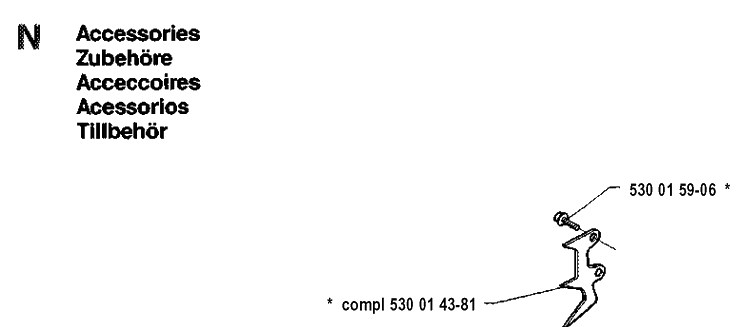 Accessories Diagram and Parts List for 41 19912200001-19941800000 Husqvarna Chainsaw