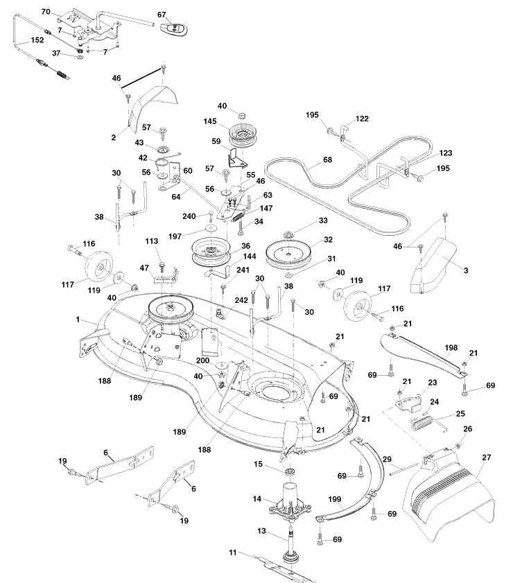 Mowerdeck Diagram and Parts List for YTH20K46 (917289543)(2010-02) Husqvarna Lawn Mower