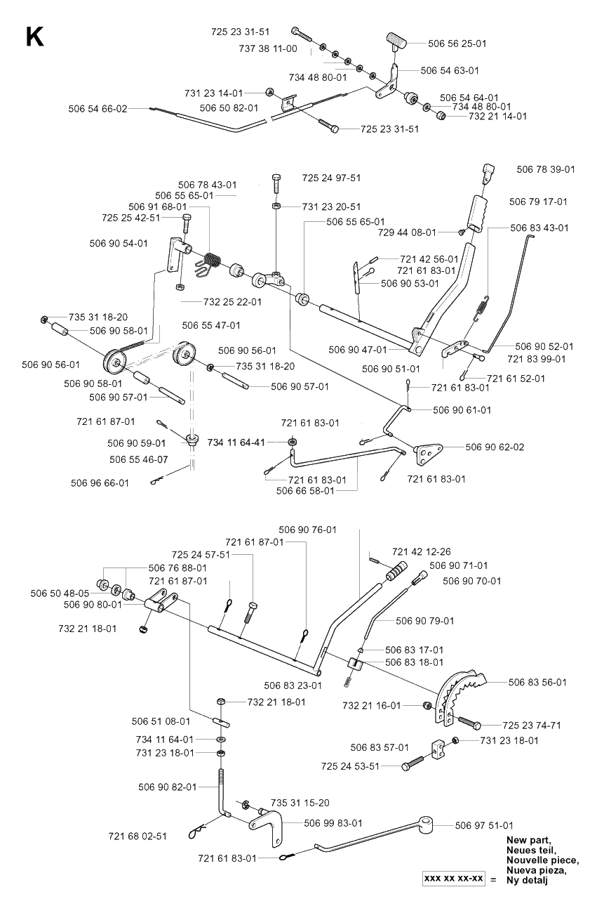 Controls Diagram and Parts List for R13R (953533001)(2003-09) Husqvarna Lawn Tractor