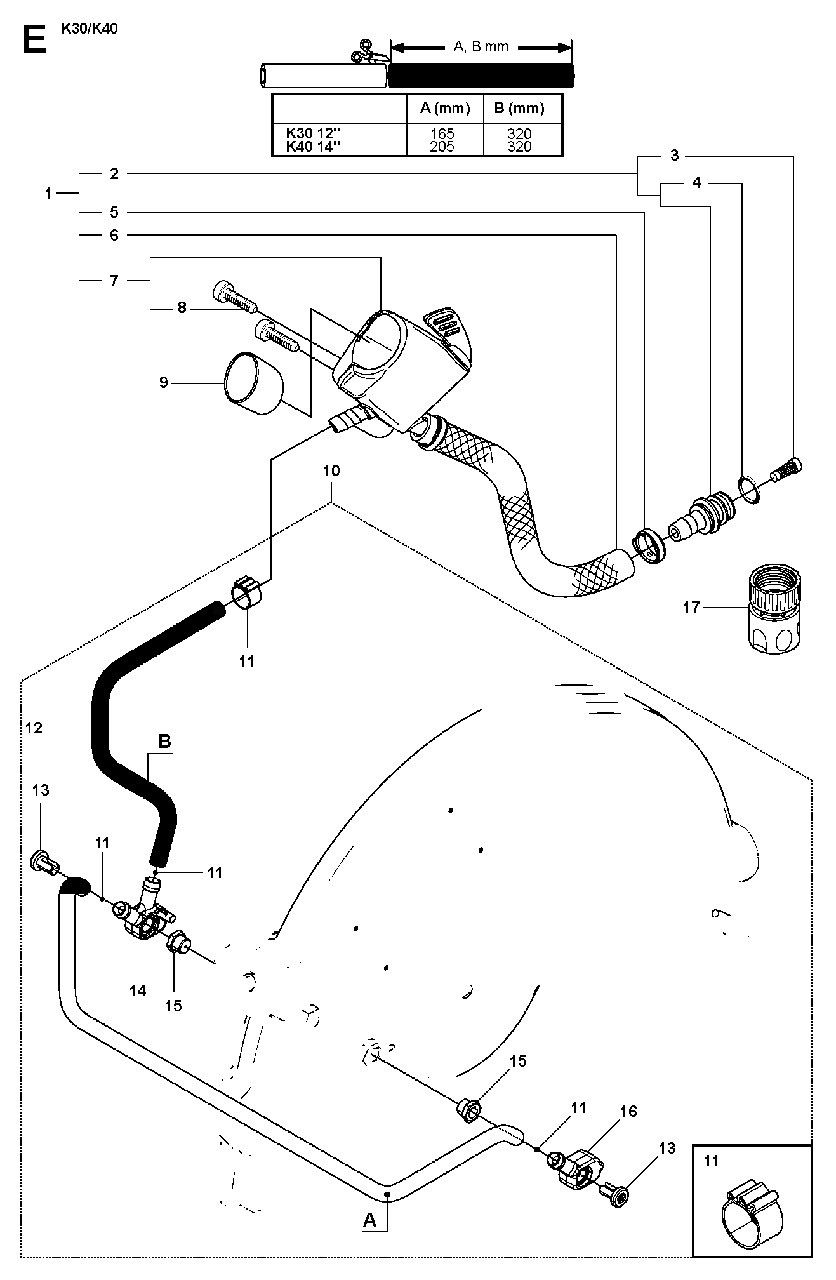 Wet Cutting Kit Diagram and Parts List for K40 2009-05 Husqvarna Circular Saw