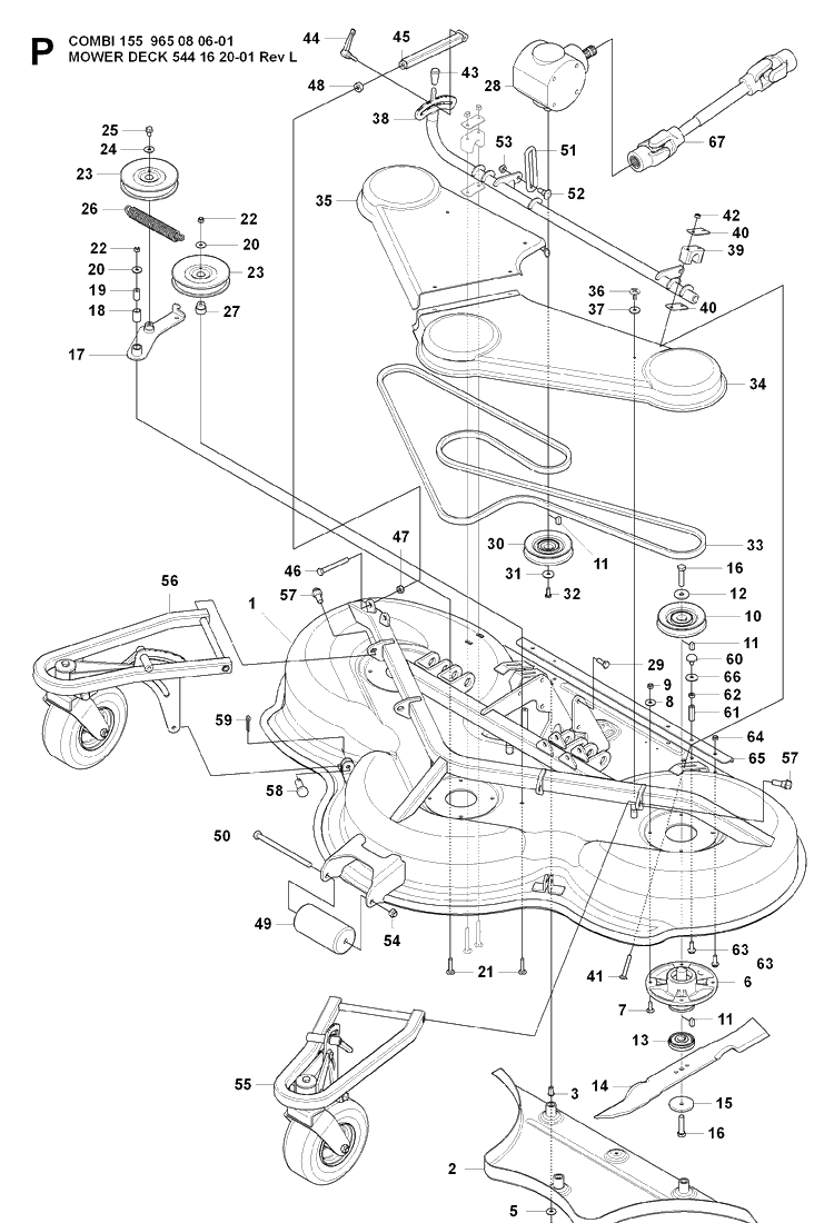 61 Inch/155cm Cutting Deck 3 Diagram and Parts List for PT26D (965160601)(2008-03) Husqvarna Lawn Mower
