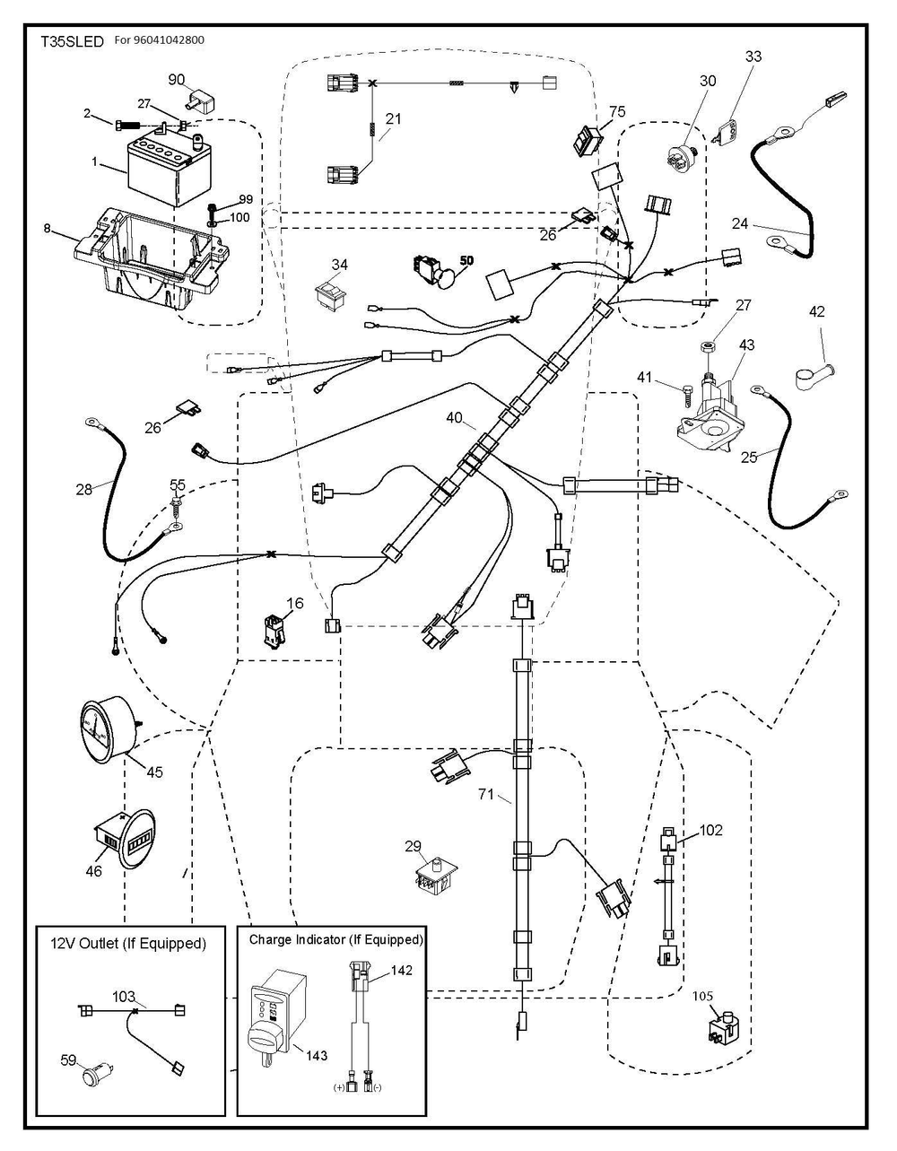 Electrical Diagram and Parts List for TS354-2022  Husqvarna Lawn Tractor