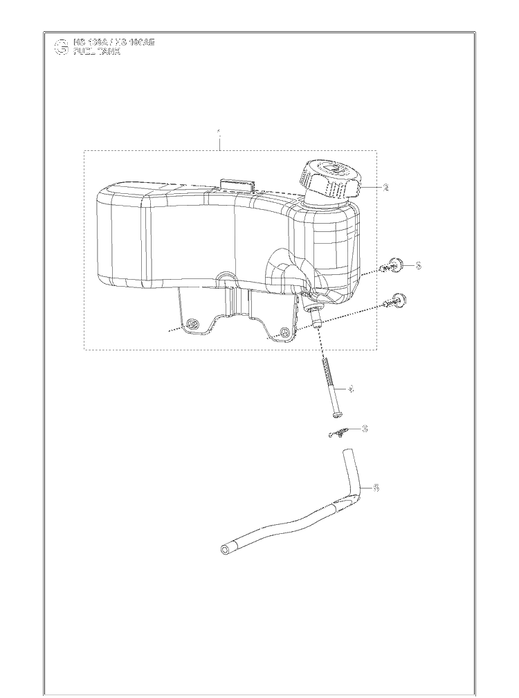 Fuel Tank Diagram and Parts List for HS166AE (531451001)(599912501) Husqvarna Engine
