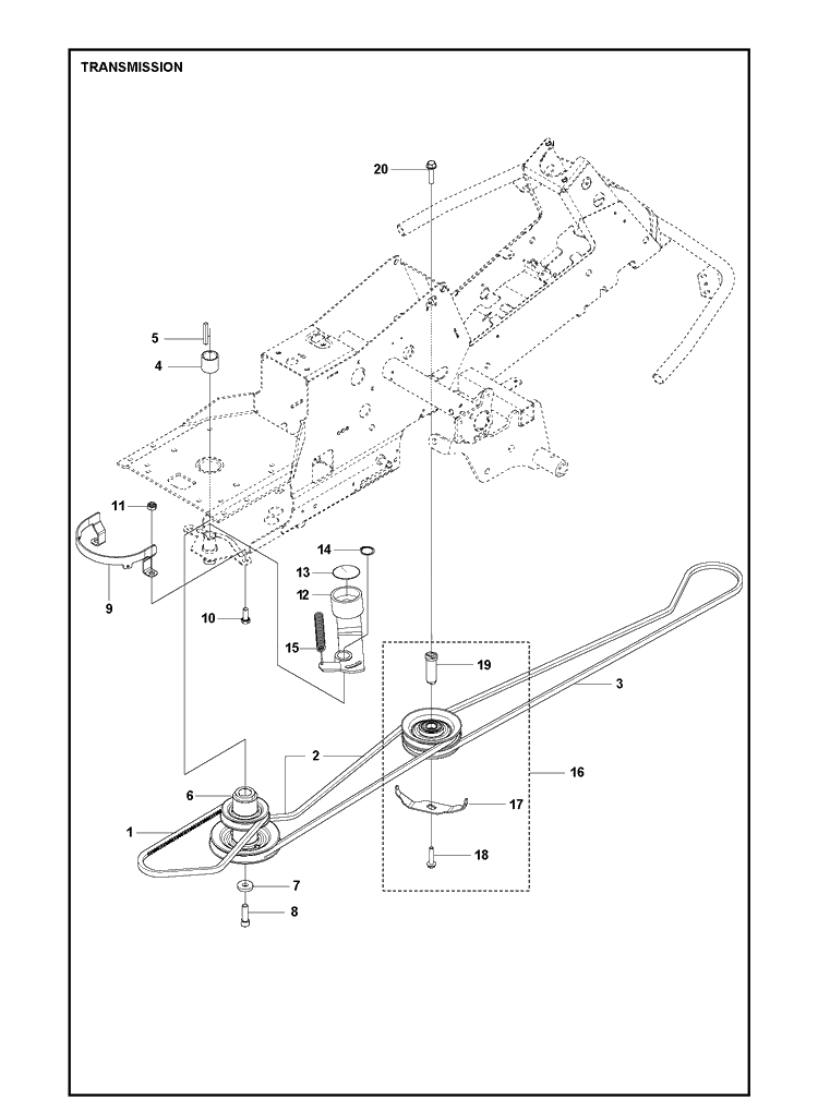 Transmission 2 Diagram and Parts List for R316TX  Husqvarna Lawn Mower