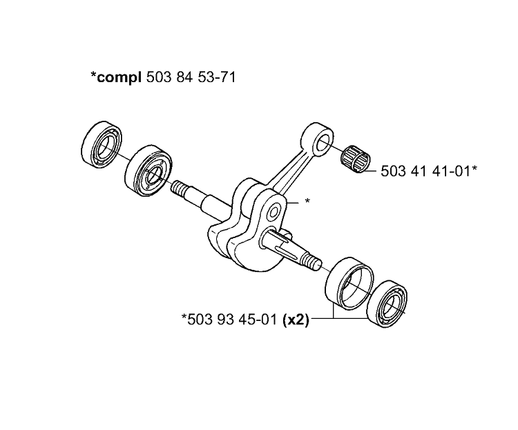 Crankshaft Diagram and Parts List for 335XPT 2001-05 Husqvarna Chainsaw