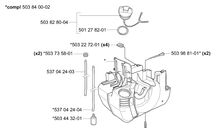 Crankcase Diagram and Parts List for 232L 2006-04 Husqvarna Trimmer