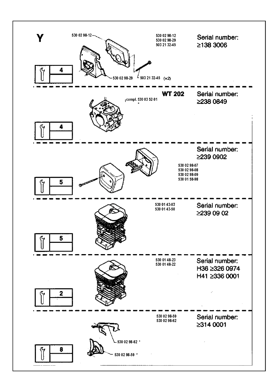Service Updates 2 Diagram and Parts List for 36 19941800001 & Above Husqvarna Chainsaw