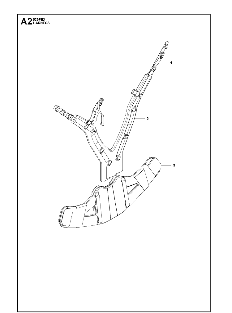Harness 2 Diagram and Parts List for 535FBX  Husqvarna Brush Cutter