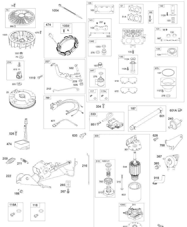Briggs Engine Image 3 Diagram and Parts List for YTH2348 (917289570)(2010-04) Husqvarna Lawn Mower
