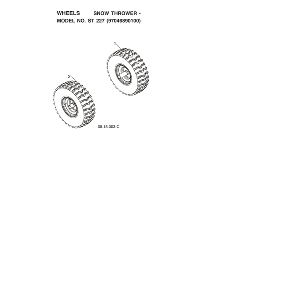 Wheels Diagram and Parts List for ST227-970528702  Husqvarna Snow Blower